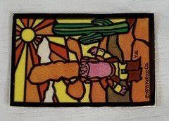 1978 Kellogg Co. Cereal Box Prize Sticker Cowboy with Big Hat and Cactus Unstuck