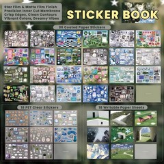 Dreamcore Aesthetic Sticker Book, 72 Sheets with Mixed Materials, Writable Pa…