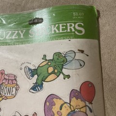 Vintage 80s Stickers Hallmark Fuzzy Bugs Scrapbook Ladybug Frog Bee Butterfly