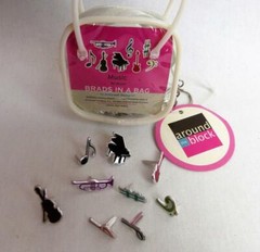 Music Brads in Bag 42 Pieces 10 Designs Piano Guitar Trumpet Treble Clef Sharp
