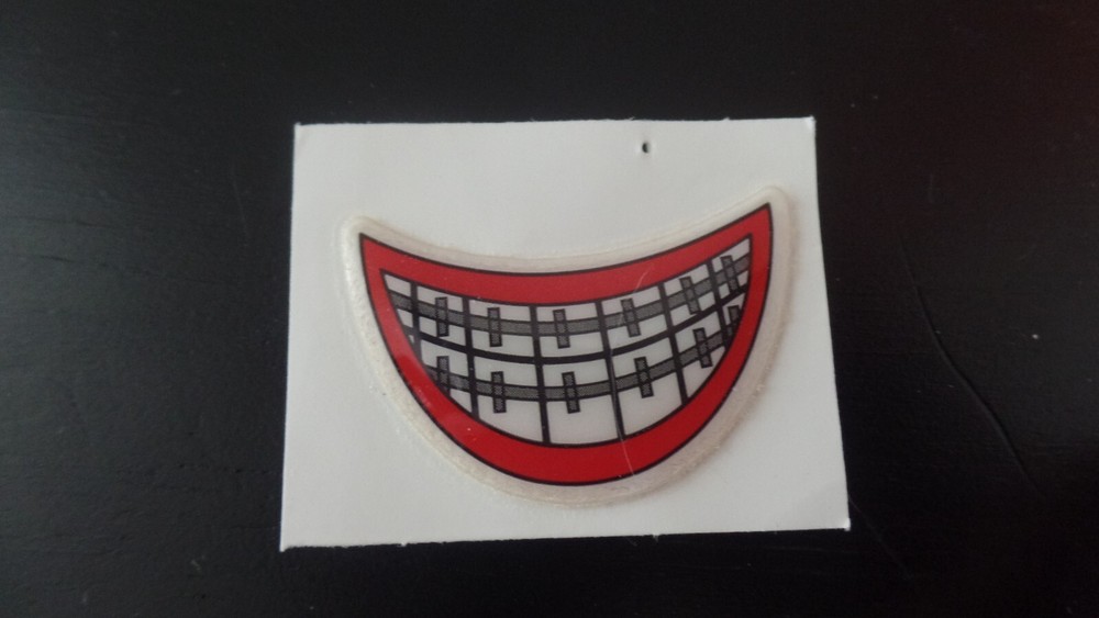 Vintage 70’s 80’s Puffy Sticker Scrapbooking Braces on Smile Lips Smiling Face