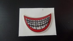 Vintage 70’s 80’s Puffy Sticker Scrapbooking Braces on Smile Lips Smiling Face