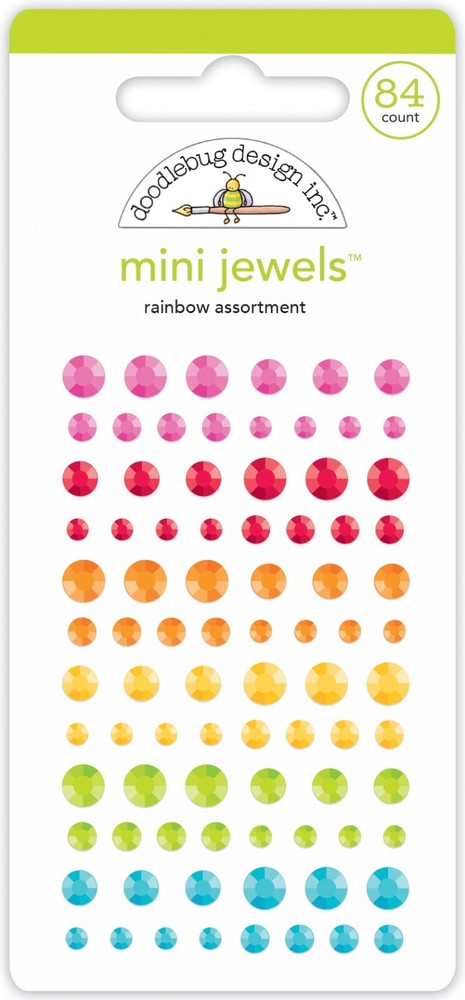 Crafts Doodlebug Mini Jewels Rainbow Asst Pink Orange Yellow Green Blue Bright