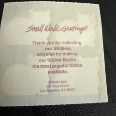 Vintage 1984 Stickers Mylar Foil Cat Kittens Small World Greetings NOS