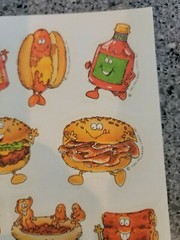 Vintage 80s Scratch & Sniff stickers Hallmark Junk Fast Food stick ons faces