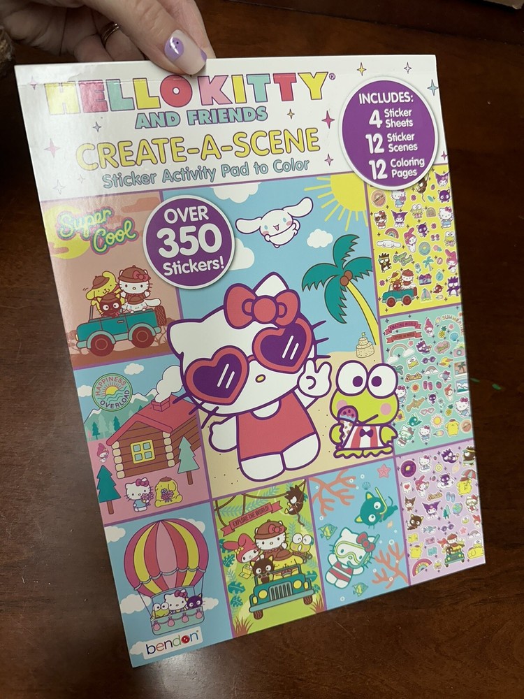 🎀 LARGE STICKER PAD Hello Kitty Activity Coloring Book Full Size Create A Scene