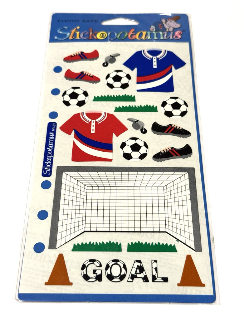 Stickopotamus Sticko Scrapbook Stickers Soccer Ball Sport SPPH-14 Photo Safe NEW