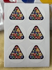 96 Billard Ball Stickers 30MM Round Pool Ball Stickers Billard Rack w/Pool Ball