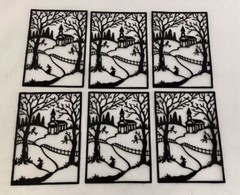 Christmas Die Cuts * Church Scene* Set of 6 * Black or White Cardstock