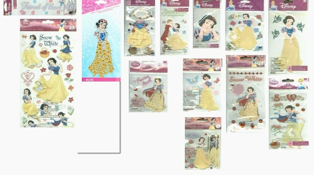 DISNEY Snow White Princess Flowers Dancing Mirror Bluebirds Jewels PICK Stickers