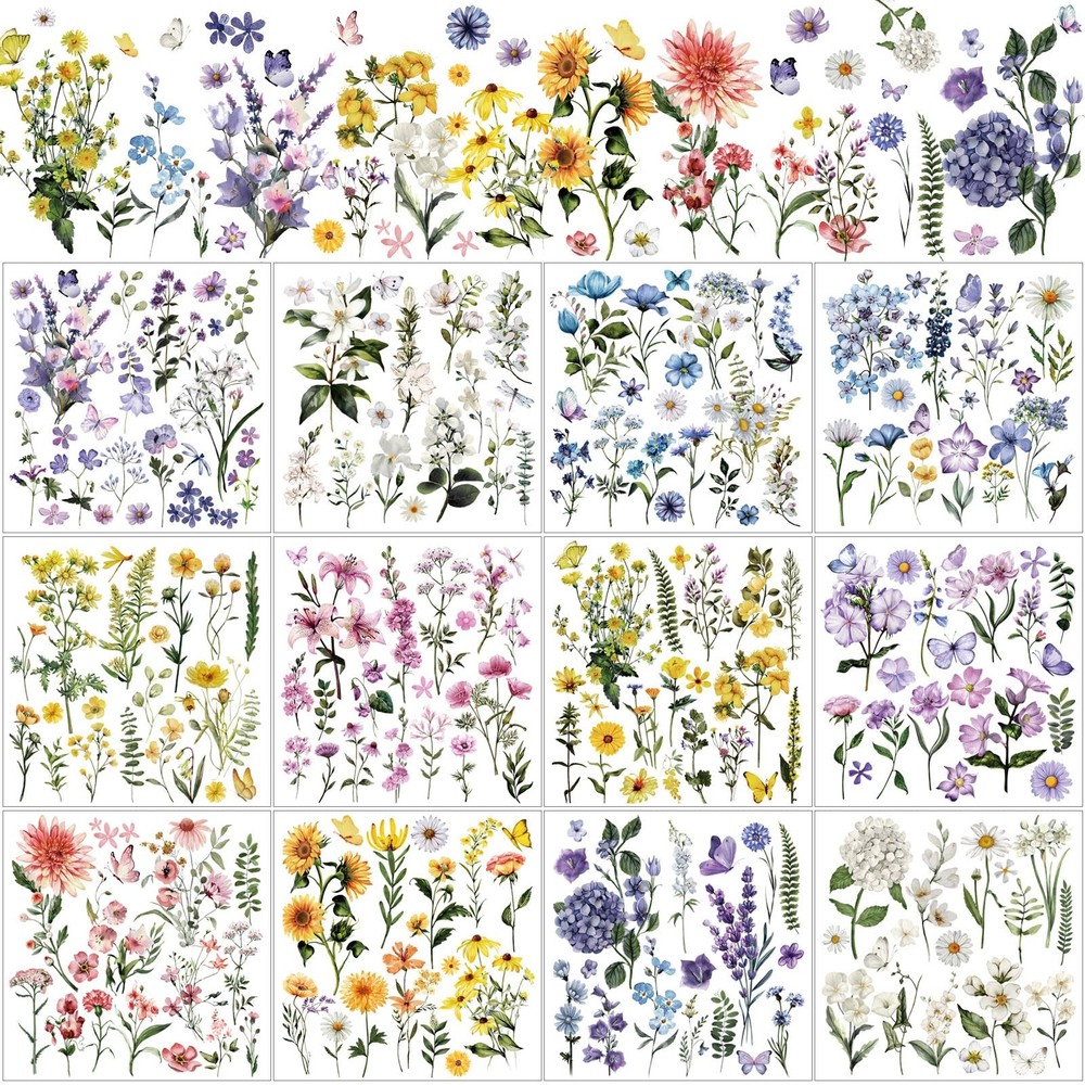 BBTO 12 Sheets Rub on Transfers for Crafts and Small, Multiple Colors