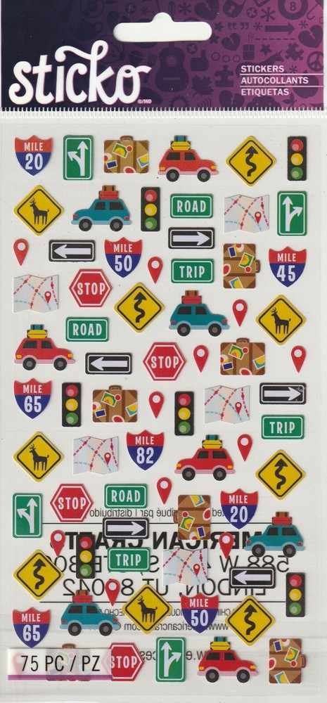 Sticko flat stickers MINI ROAD TRIP TRAVEL ICONS theme 99808 FAST FREE ship!