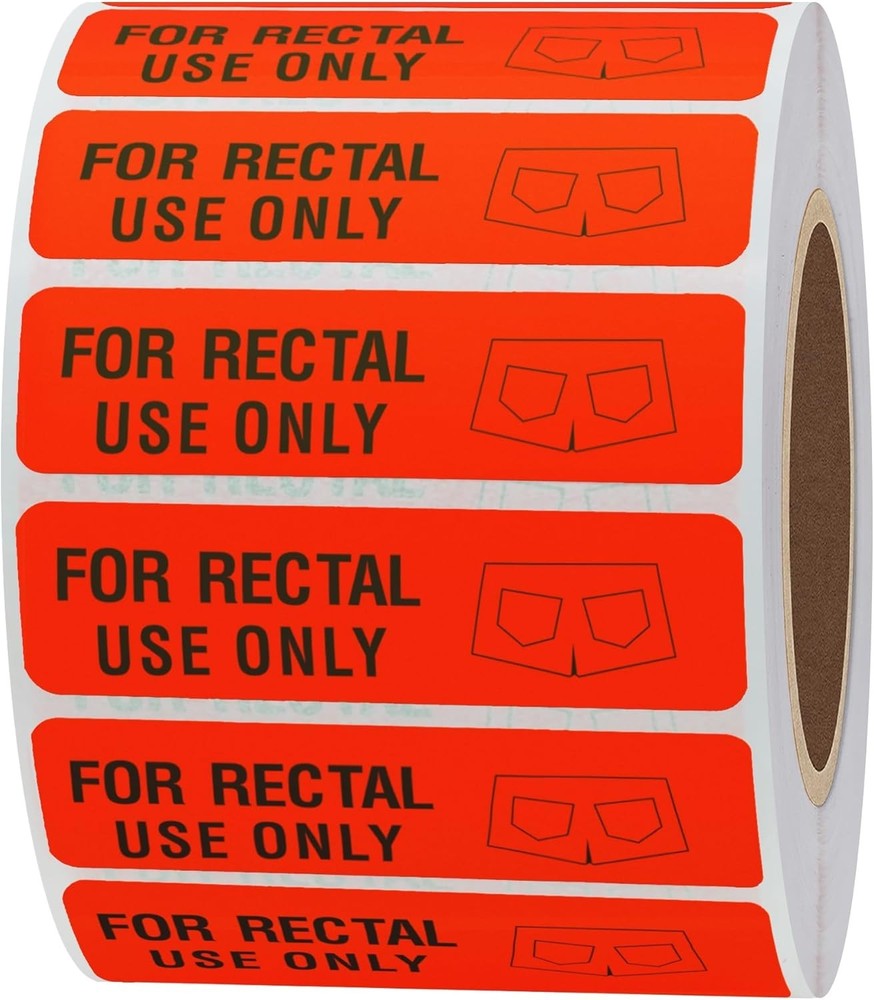 for Rectal Use Only Stickers 1.5″ x 0.375″ Fluorescent Red Stickers with Permane