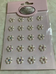 3D ADHESIVE GEMSTONE PEARLS & GEMSTONES FLOWER 20PCS