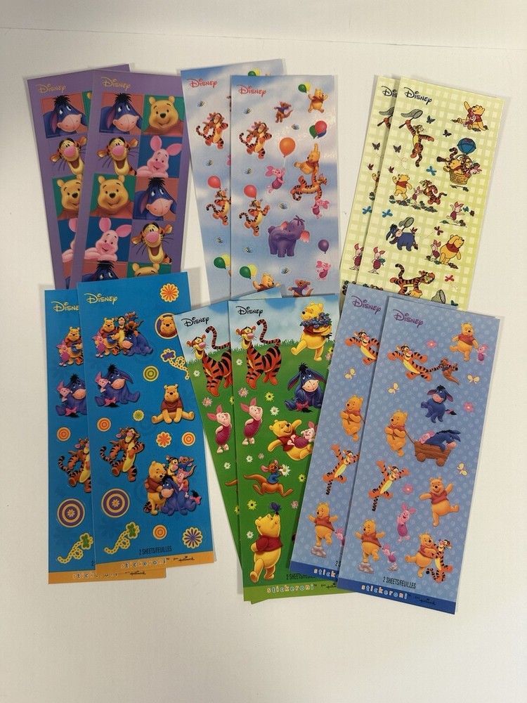 Vintage Disney Winnie The Pooh Sticker Lot 90s Hallmark Scrapbook Sheets
