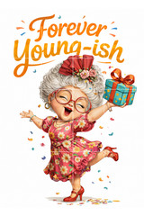 Forever Young-ish Birthday Postcard For Mail Junk Journal Scrapbook Card Topper