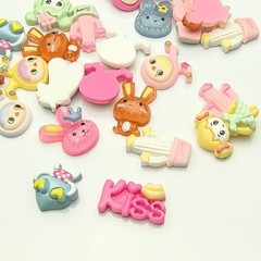 LibiIine 100pcs Mix Lots Flatback Resin Buttons Flat Back Mix,