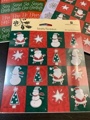 VINTAGE American Greeting Seasonal Stickers Christmas Snowflake Snowman