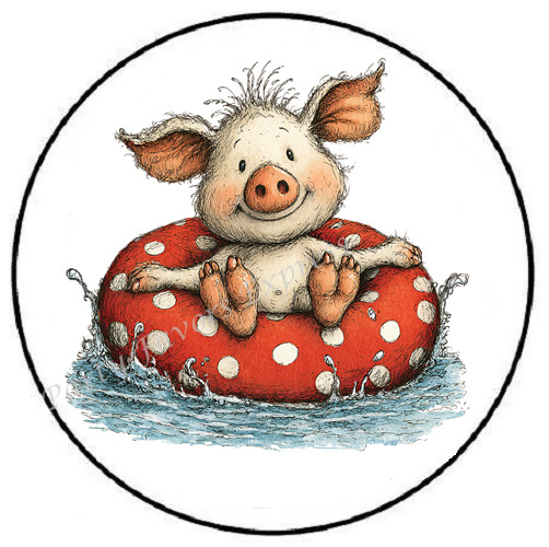 PIG IN FLOATIE POOL SUMMER ENVELOPE SEALS LABELS STICKERS PARTY FAVORS