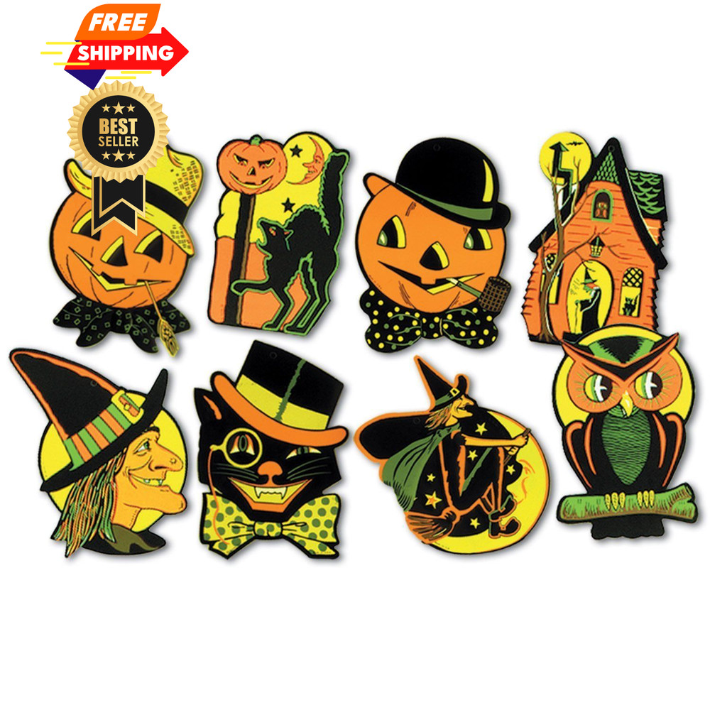 Beistle Pkgd Halloween Cutouts 8.5 One Size, Orange, Black, Yellow & Green