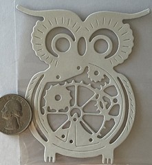 LARGE OWL GEAR Die-Cuts (2pc)Steampunk•Cogs•Sprocket •Earthtone•Machine•Antique