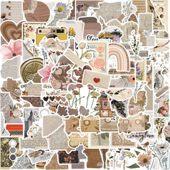 120Pcs Vintage Stickers, Waterproof Scrapbook Aesthetic Sticker, Daily Planne…