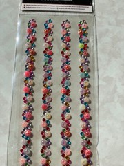 3D ADHESIVE GEMSTONES LONG BORDER MULTI-COLOR & CRYSTAL STRAND 4PC/STRANDS