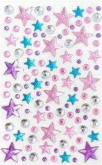Acrylic Self Adhesive Crystal Rhinestone Gem Stickers, Stars Pink Blue Lilac