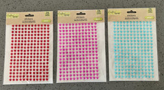Lot of 3 – Crafters Square Pearl Jewel Stickers Red Pink Teal@ 216 Count New