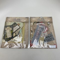 Tim Holtz Idea-ology Layers Remnants 33pc & Ephemera Keepsakes 95pc, Lot of 2