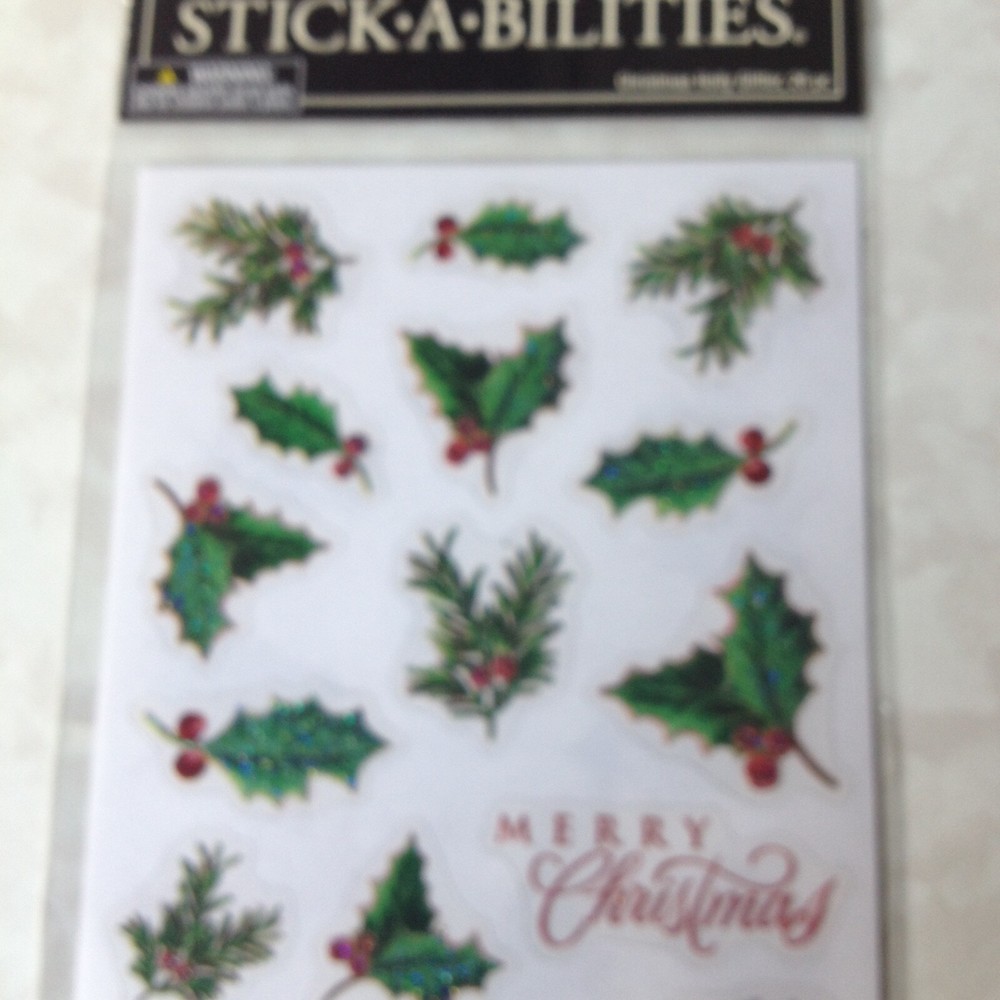 THE PAPER STUDIO STICKERS STICKABILITIES HOLLY WITH BERRIES 2 SHEETS 26PCS