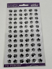 Sticko Everyday Stickers Animal Tracks 72 Pcs Black Paw Prints