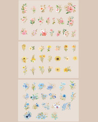 Flower Gold Foil Holographic Stickers Set 120 Pcs with 3 Themes, Resin Transpare