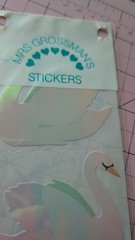 Vintage Mrs Grossmans Stickers Pearl Opal Swans Jumbo Stickers New 4 In Pack
