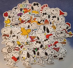 50pc. SNOOPY WATERPROOF VINYL STICKERS/DECALS