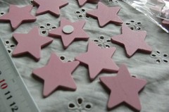 Solid Wood STARS 37mm Across – PINK – 10 Pack – C-3026 Cherry T2DH