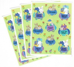 Vintage 4 sheets EASTER Spring Bunny Rabbits Reward Scrapbook Stickers!