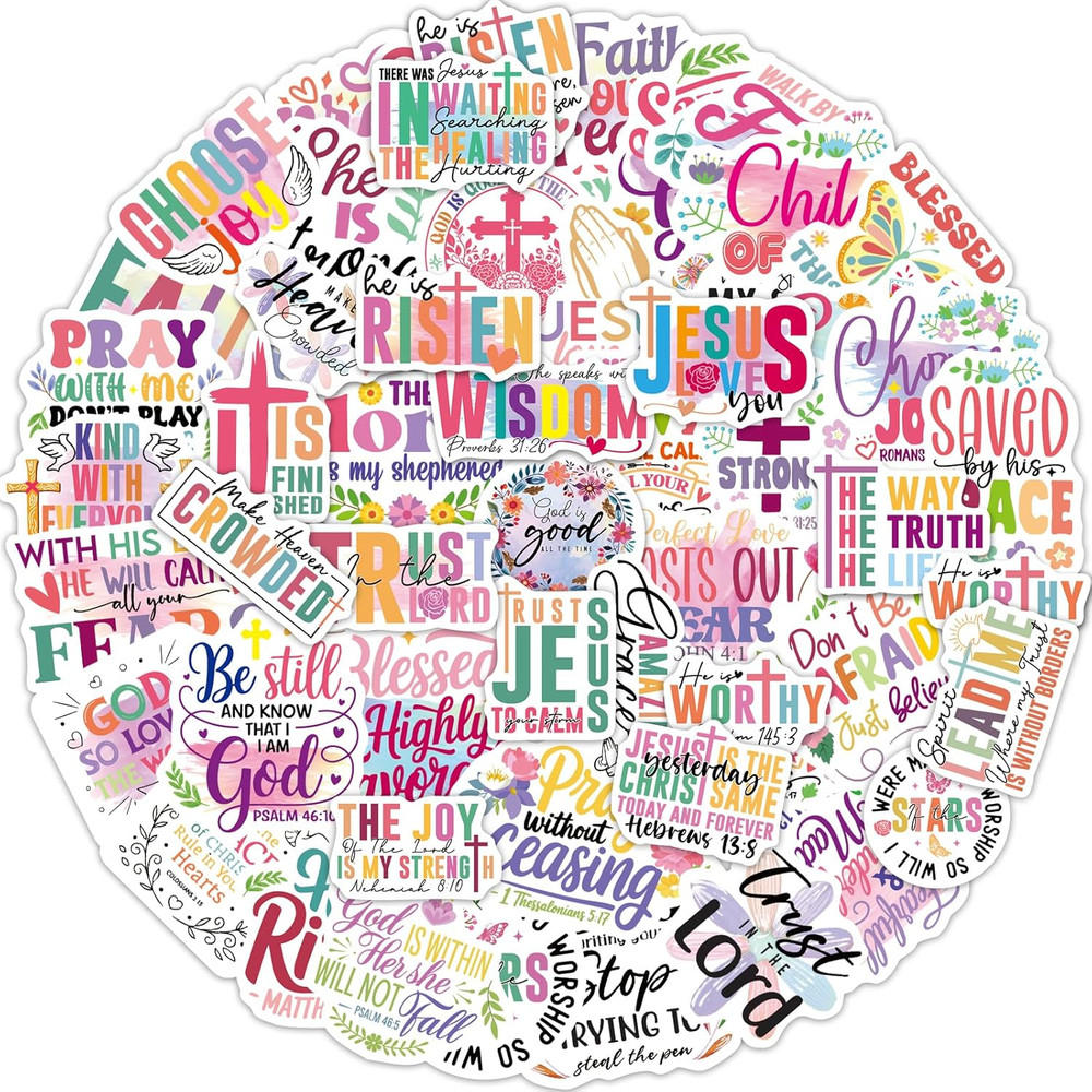 100Pcs Bible Verse Floral Stickers for Scrapbooking and Journals
