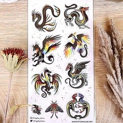 Remarkable Rainbow Creatures Stickers – Fantasy Sticker Sheet – Scrapbooking