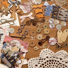 300 Pcs Vintage Collage Stickers Set | Wax Seal, Button, Label & Film Frame Desi