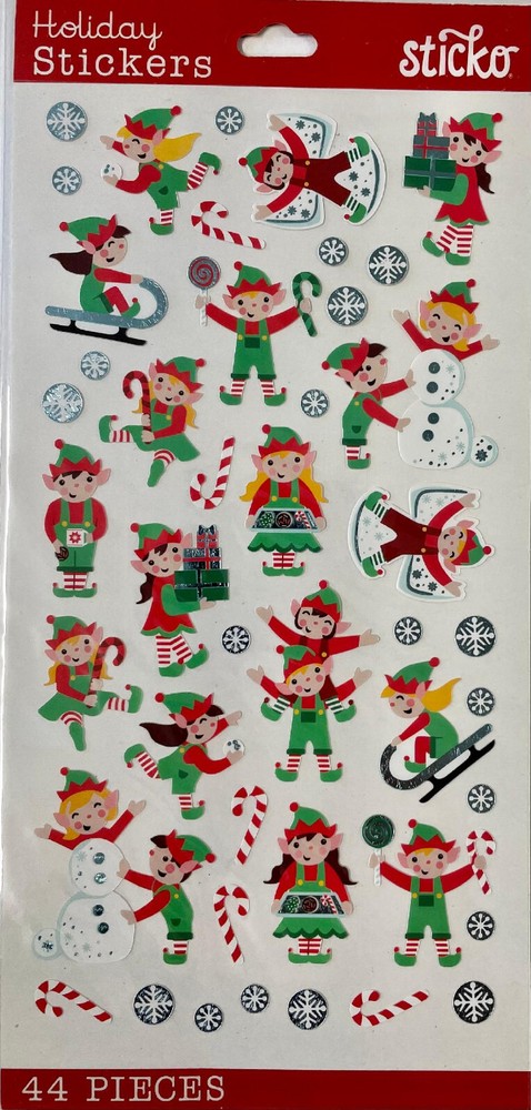 Sticko Mini Elves Stickers 44 Pc Holiday Christmas Playful