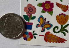 FALL FLOWER Prismatic Stickers (10pc)Garden•Butterflies•Leaves •Blooming•Poises•