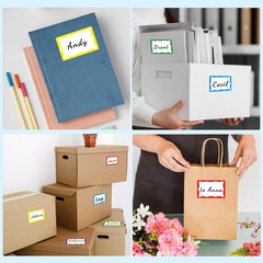 6 Classic Colors Name Tag Stickers,240Pcs Waterproof Stickers Name Tags 3 1/2 X