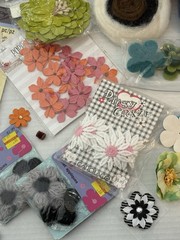 MixCraft Flower Embellishment Lot Paper Felt Fabric Crochet Appliques Scrapbook