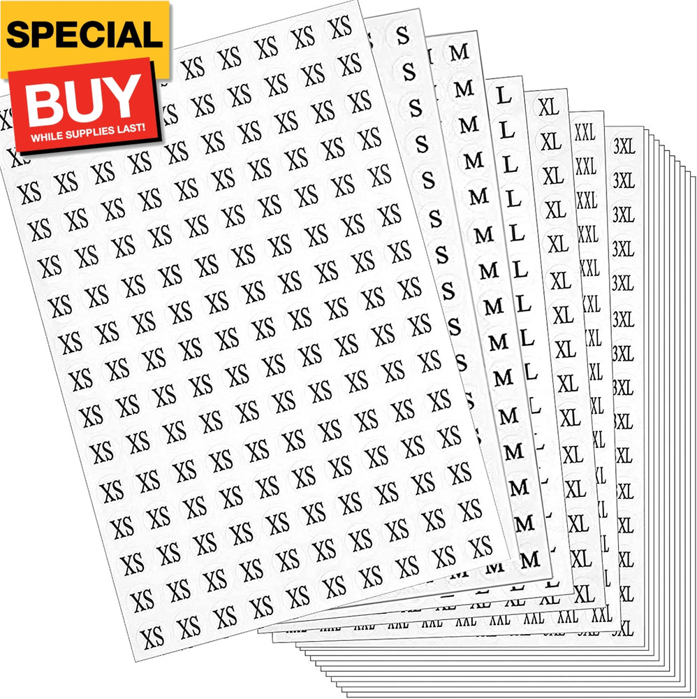 4200 Pcs Clothing Size Round Stickers, 1/2” Labels Sticker White Adhesive Appare