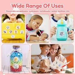 6000PCS Cute Animal Stickers for Kids, 12 Rolls Classroom Reward Stickers, 24 De