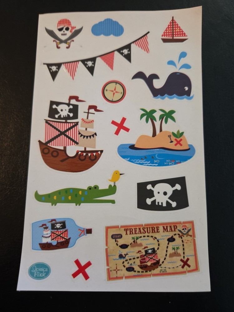 Mrs. Grossman’s Stickers AHOY PIRATES Jessica Flick 1 Sheet 4″ X 6.5″ NOS