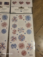 Lot Of 5 Sheets Of Patriotic-Flag- 4th July Stickers. Gemstone, Puffy, Glitter.