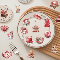 50pcs Transparent Love Stickers, Vintage Valentine Waterproof PET for Scrapbook