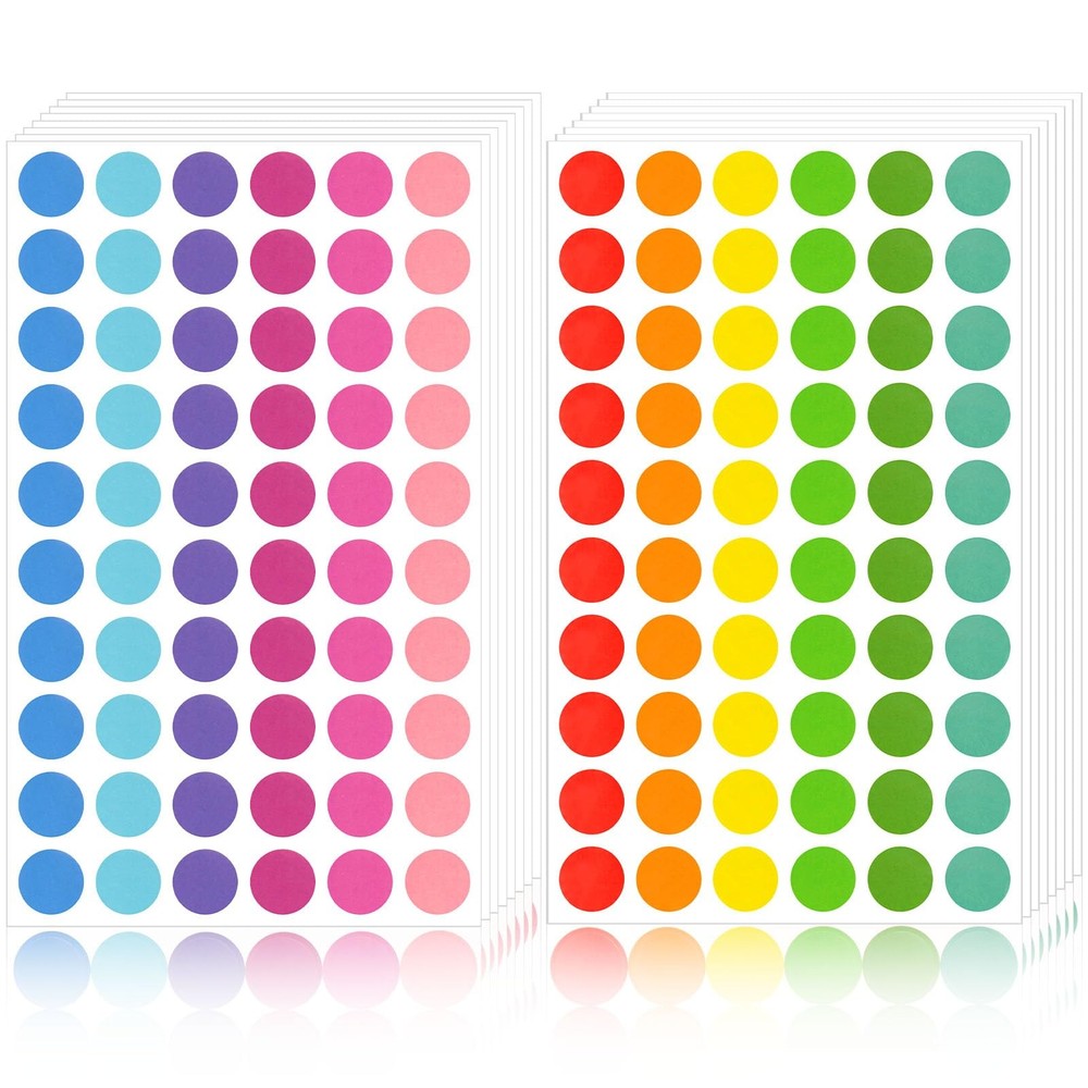 Koogel 3360PCS Colored Dot Stickers Round Coding Labels, 12 Color Polka Circl…